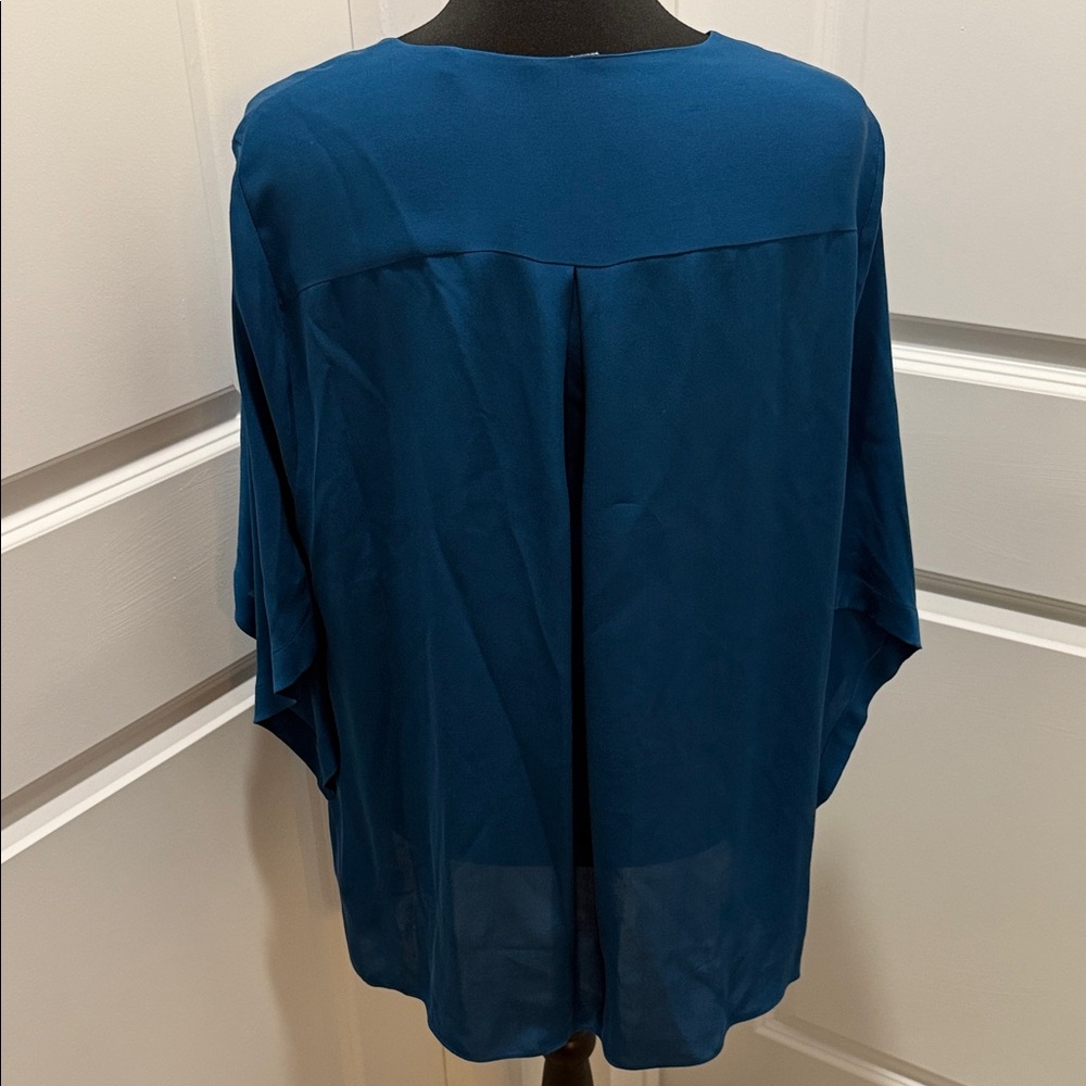 Teal V-Neck Blouse - Women Tops - Picture 4 of 5